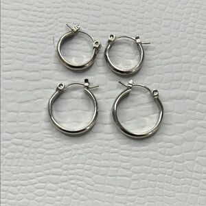 Elegant Silver Hoop Earrings Set